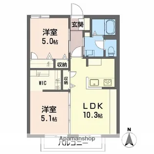 クレセントエビス【2階】の間取り