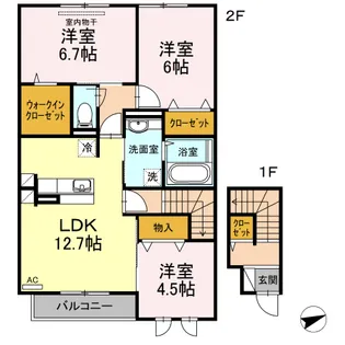 ハピネス新涯【2階】の間取り