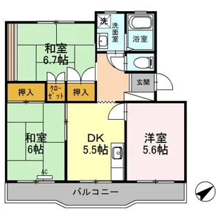 コーポラス多治米【4階】の間取り
