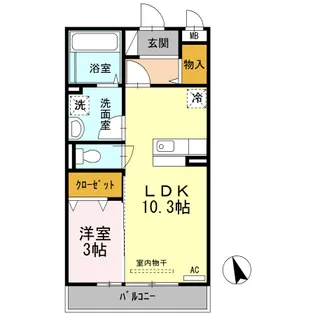 ノール リヴィエール ドゥ【3階】の間取り