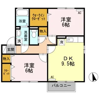 ハピネス山田 B【2階】の間取り