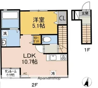 アイディール【203号室】の間取り