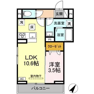 DーRESIDENCE多治米東N【1階】の間取り