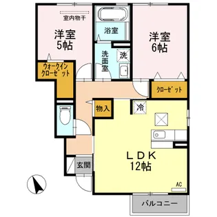 シャルムグレイスⅡB【1階】の間取り