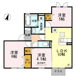 ボヌール千田 A棟【1階】の間取り