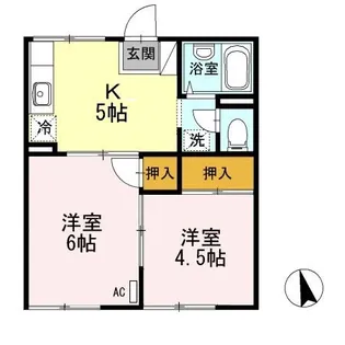 コーポ羽衣 Cシャルダン【1階】の間取り