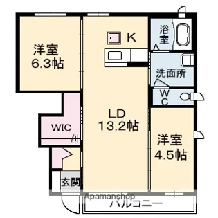 クレセオC棟【1階】の間取り