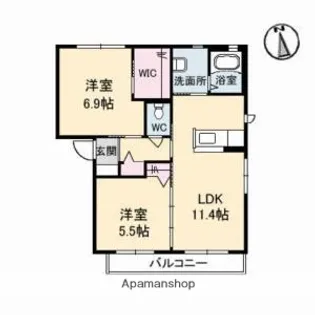 ヴィラージュC【2階】の間取り