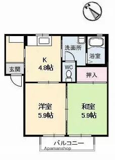 レジデンス新涯B【2階】の間取り