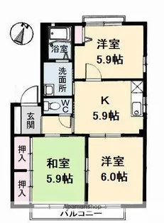 リッチ B棟【202号室】の間取り
