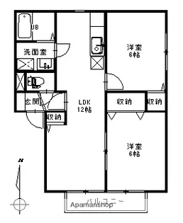 ハーモニー駅家B【202号室】の間取り
