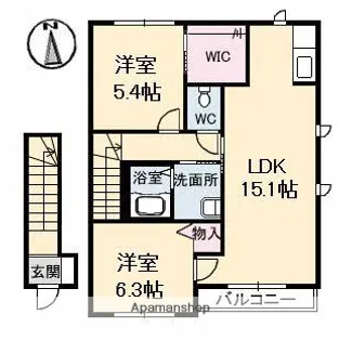 スカイメゾン 11番館【2階】の間取り