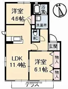 サニーコート B【1階】の間取り