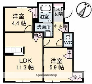 ライフビュー C棟【1階】の間取り