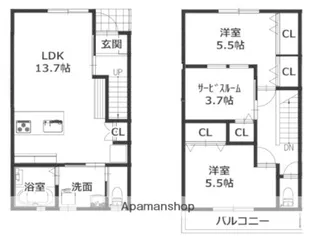メゾンクレスト大門Ⅰ【G号室】の間取り