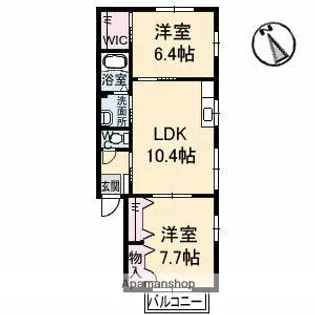 ハピネスうかい【1階】の間取り
