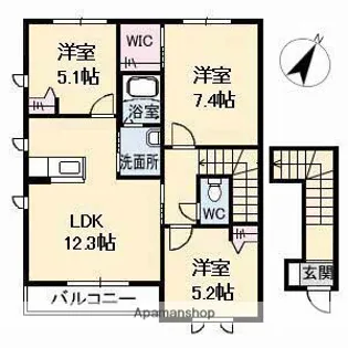 シャーメゾン B棟【2階】の間取り