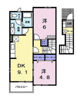 ヴィラ・ユニゾンD【2階】の間取り