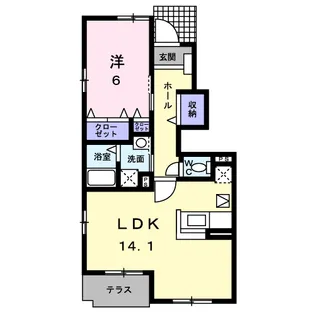 ル コルヌイエB【1階】の間取り