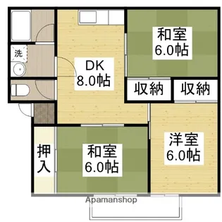ファミーユ新涯B棟【202号室】の間取り