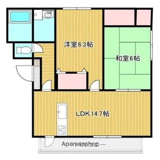 リバージュ山手【1階】の間取り