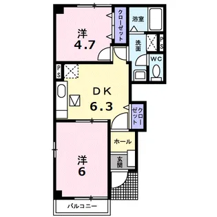 アヴェニールC【1階】の間取り
