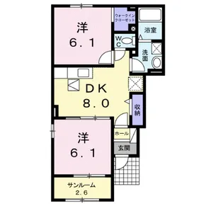 ラ グリシーヌA【1階】の間取り