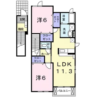 ヴィラ エレガントB【2階】の間取り