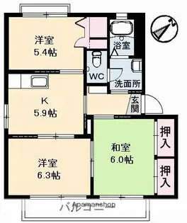 グランドメゾン中之町【202号室】の間取り