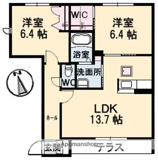ヴィラ・ロトスD棟【1階】の間取り