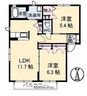 グランドメゾン片島 A棟【201号室】の間取り