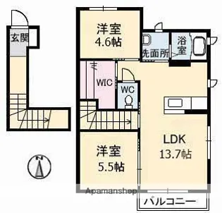 クレセオセブン B棟【2階】の間取り