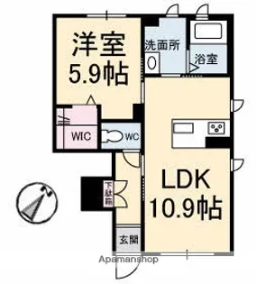 コンフォーティア引野【1階】の間取り