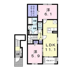クリスタル ローズ B【2階】の間取り