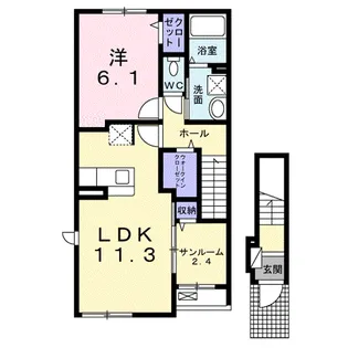 プリムヴェールA【2階】の間取り