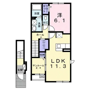 プリムヴェールB【2階】の間取り