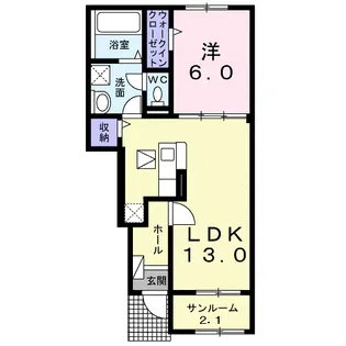 1LDKの間取り画像