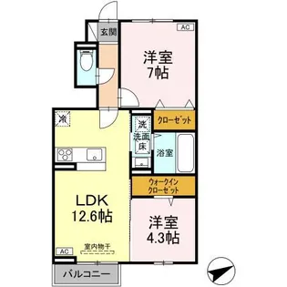 プランドール イサコ【1階】の間取り
