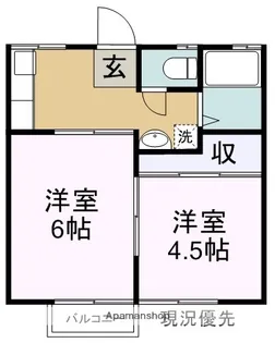 ブルースカイハイツ地吹【101号室】の間取り