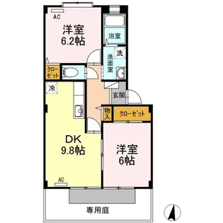 フォブール十三軒屋【1階】の間取り