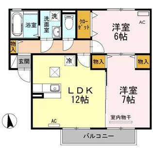 シティーハウス南手城2【1階】の間取り