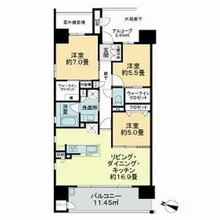 サーパス福山駅ザ・ガーデン【0601号室】の間取り