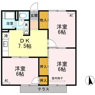 コーポ羽衣 Aグリーン【1階】の間取り