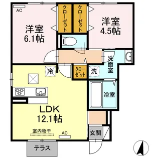 フォンテーヌ【101号室】の間取り
