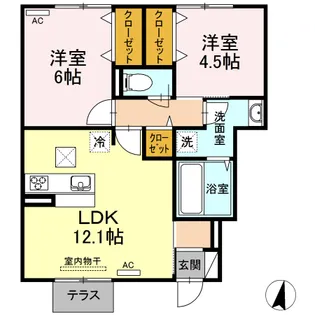 フォンテーヌ【106号室】の間取り