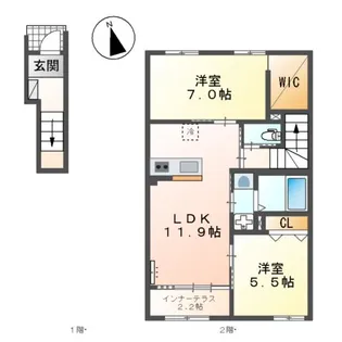 ハレカピリナ新涯【2階】の間取り