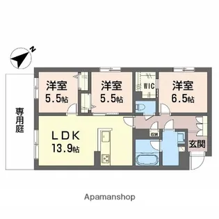 エクラージュ多治米Ⅱ【1階】の間取り