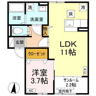 ヴィークコート手城【1階】の間取り