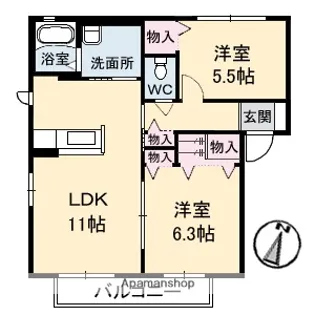 ツインズK.K Ⅱ【1階】の間取り