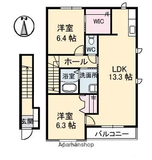 グランドメゾン片島 C棟【202号室】の間取り